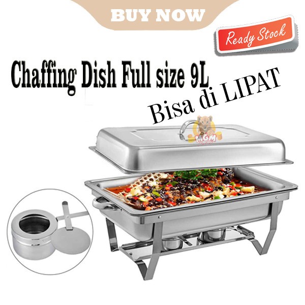 Full Size Chaffing Dish 9L Prasmanan Stainless LIPAT hemat tempat