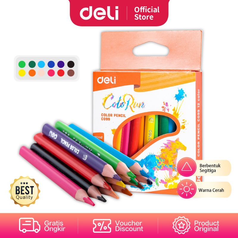 

Deli Pensil Warna 12 Warna bahan tanpa kayu EC09900