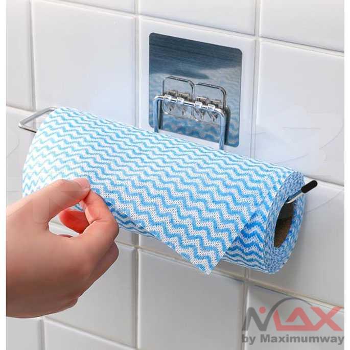 Roll Holder Tisu Gulung, Cantelan Serbet Plastik Warp Roll Gantungan Tempat Tisu Towel lap Rack Stainless Steel kamar mandi dan dapur Kitchen Toilet Paper Holder Tissue Holder Hanging Bathroom Toilet Paper Holder Roll Paper Holder Towel Rack Stand Storage