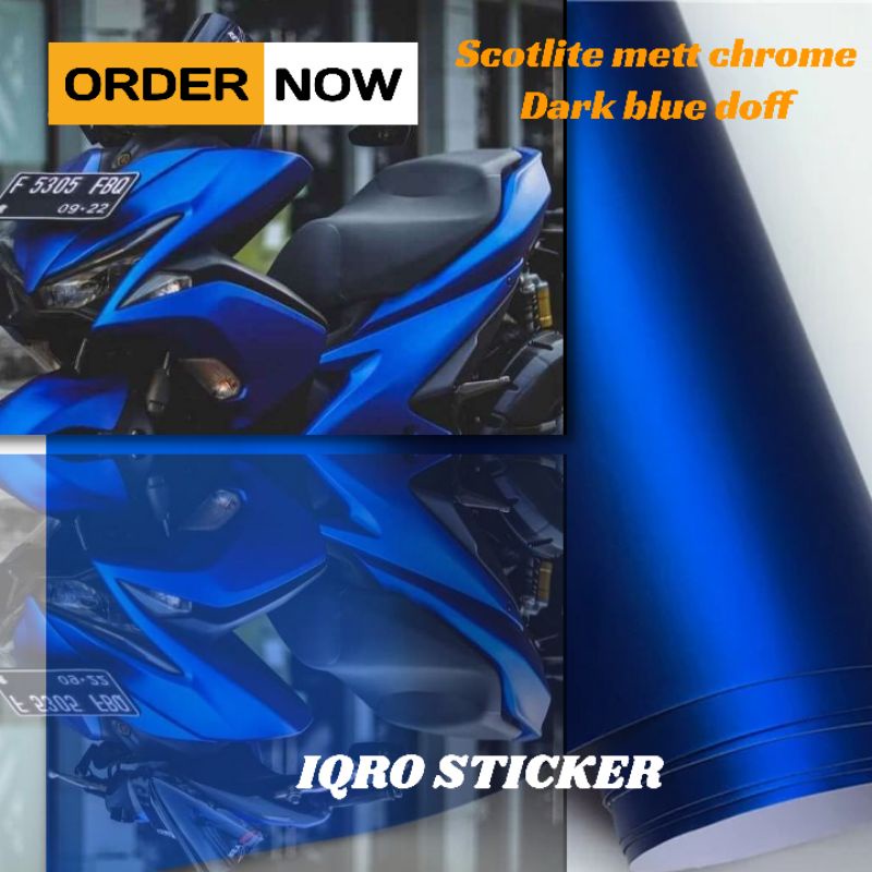 Stiker skotlet motor biru metalik krom doff Scotlite biru metalik krom doff Scotlite motor