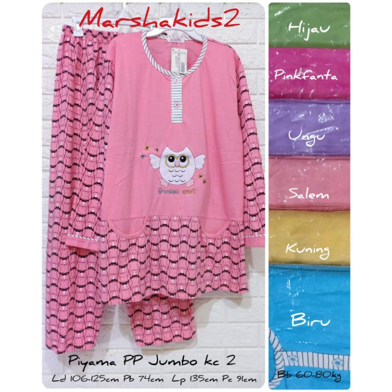 Piyama pp jumbo lengan panjang kancing 2 lorita by Sofie baju tidur babydoll bigsize Ld 106cm-125cm