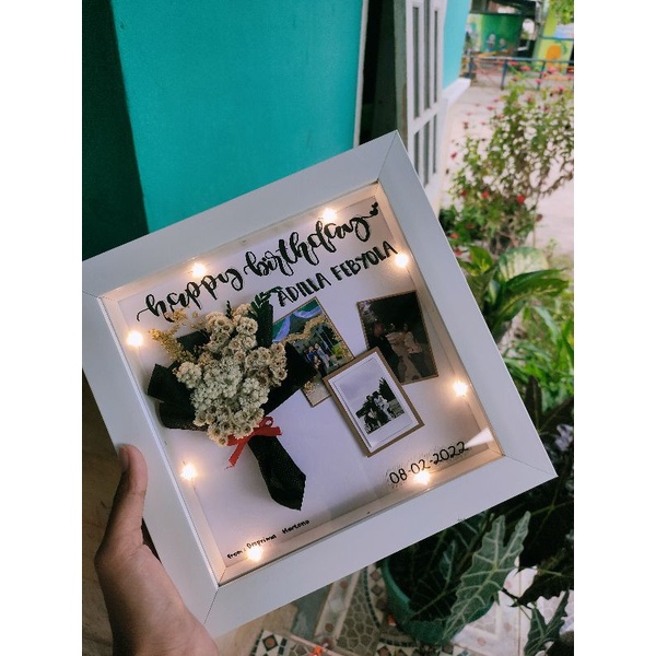bucket mini bingkai ucapan custom kado ultah anniversary wedding graduation 3dimensi