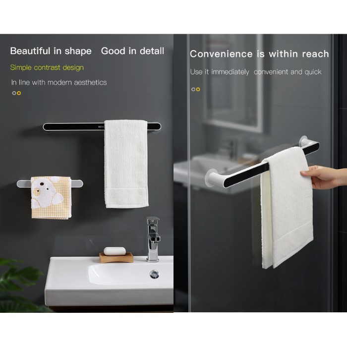 Ecoco Gantungan Handuk Kamar Mandi Dapur Tempel Towel Bar - Abu-abu