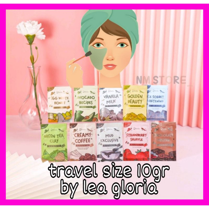 TRAVEL SIZE MASKER WAJAH ORGANIK BY LEA GLORIA 10GRAM BPOM BUBUK ORGANIC MASK