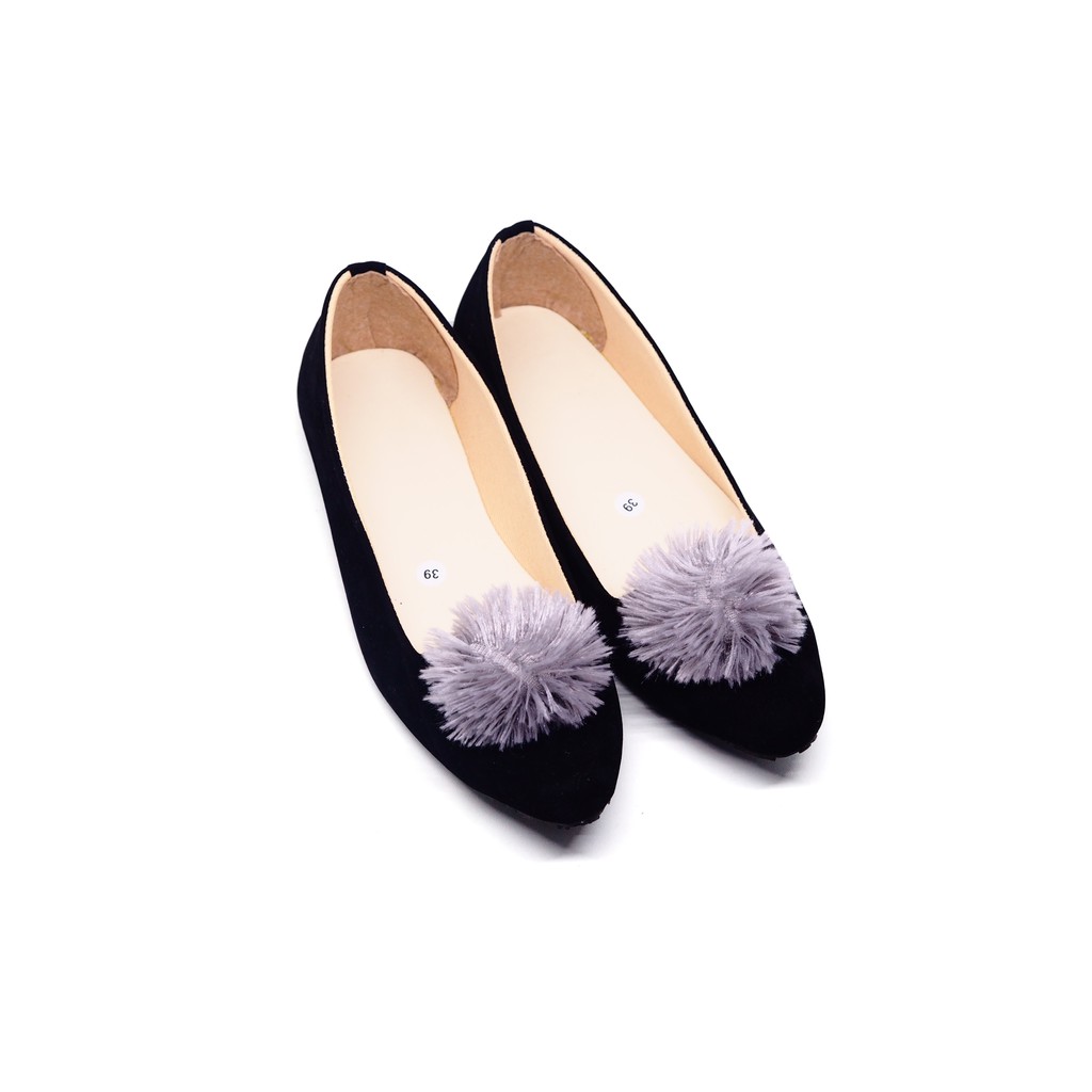 Flatshoes Pompom Suede