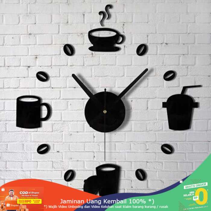 (BISA COD) RVOSTR  Jam Dinding DIY Giant Wall Clock Model Kopi Cafe - DIY-07