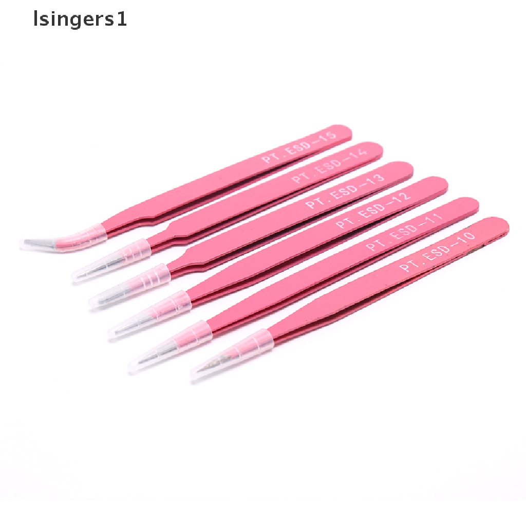 (lsingers1) Pinset Alis Profesional Bahan Stainless Steel Warna pink