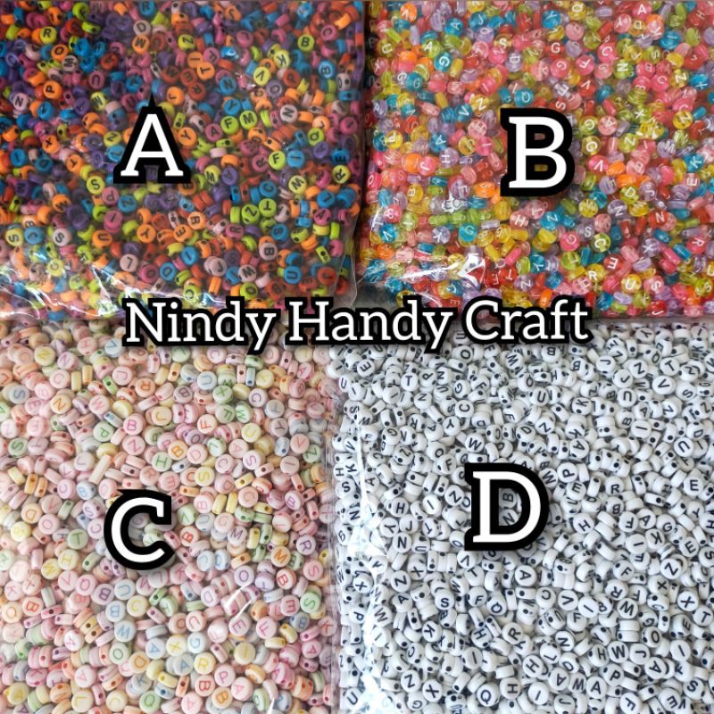 1pon Manik Huruf Bulat - Manik Huruf - Manik Inisial - Monte Huruf Bulat