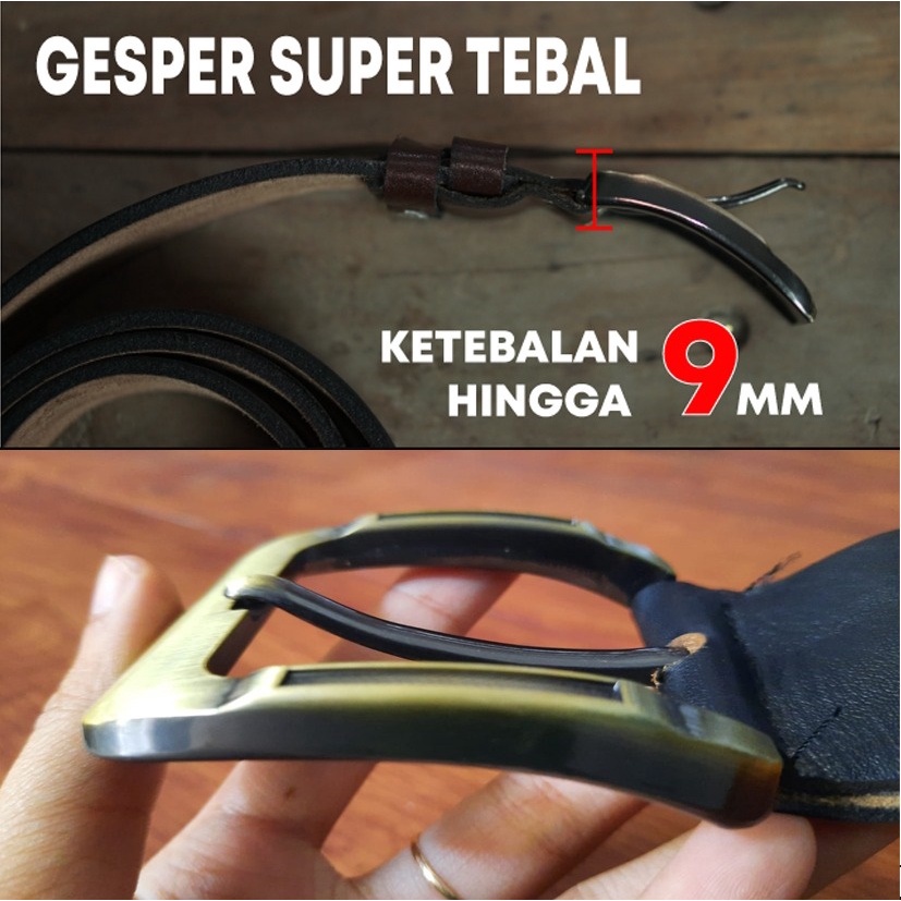 SABUK KULIT/ Ikat Pinggang Pria Kulit Asli (BERGARANSI)Kulit 1 lapis/ Sabuk pria Kulit Asli / Ikat pinggang Satu lapis full Kulit/ KLT 45