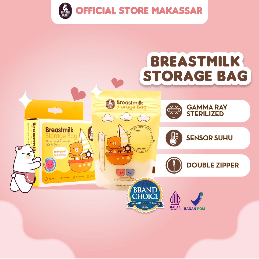 MamaBear Kantong ASI 120 ml 30 pcs breast milk storage bag Mama Bear