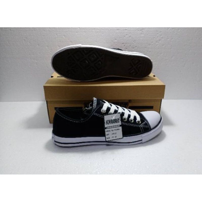 sepatu new basket black white original