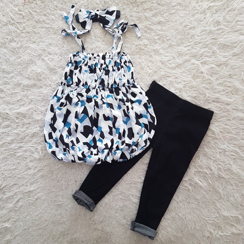 baju bayi Peplum top jegging set