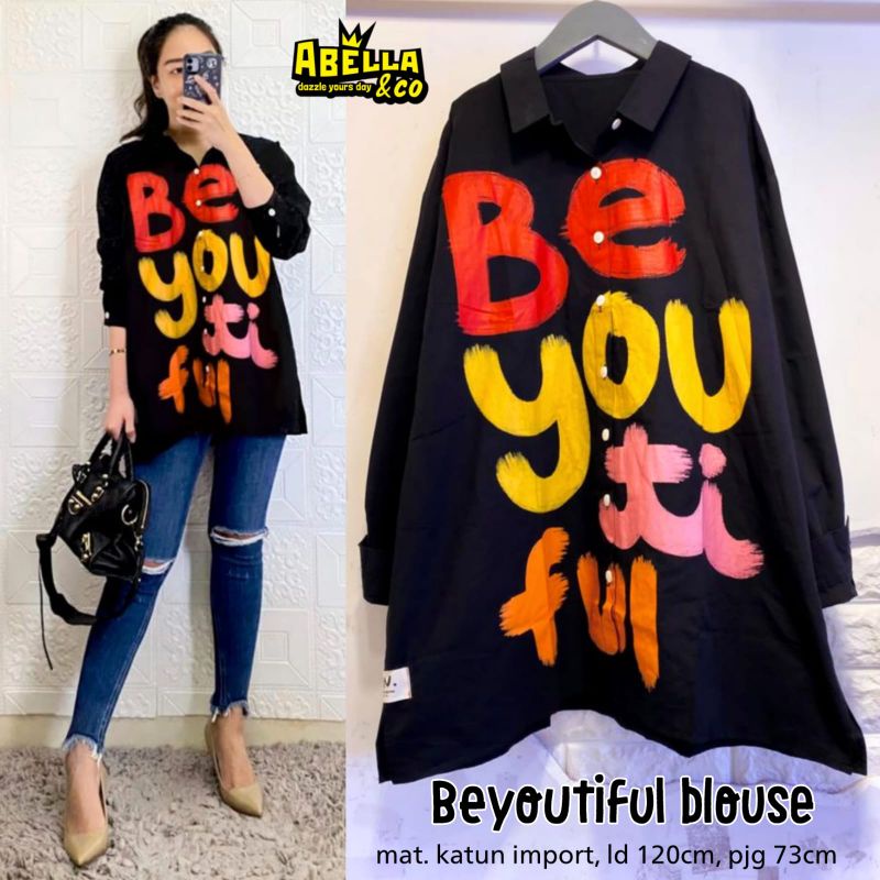 Beyoutiful Blouse kaos wanita jumbo import ld 120 kekinian Atasan wanitaTunic original Abella premiu