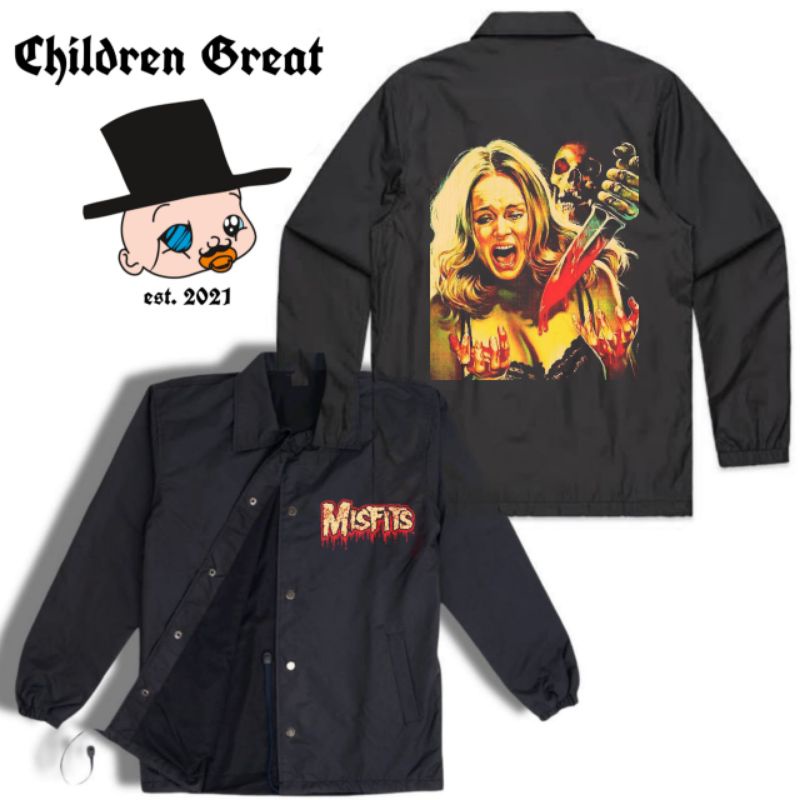 Coach jaket MISFITS jacket BAND vintage windbreakers parasut waterproof taslan polos hitam windbreak