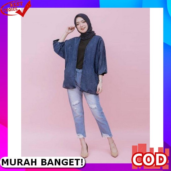 Cuci Gudang Reject Pabrik Jaket Jeans Wanita Oversize Jumbo Denim Levi Fwr - Yuli Blazer Wanita Deni