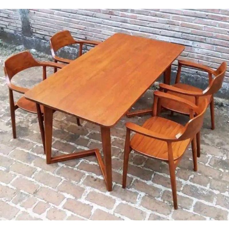 PROMO MEJA MAKAN HIROSIMA KAYU JATI | MEJA MAKAN KURSI MAKAN HIROSIMA FURNITURE JATI |  MEJA MAKAN K