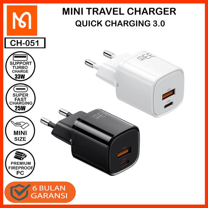 MCDODO Adapter Dual Type C &amp; USB PD 33W GAN - CH-0150 / CH-0151 - Garansi Resmi 6 Bulan