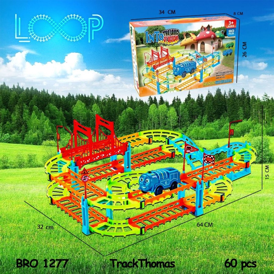 MAINAN TRACK THOMAS REL JEMBATAN PEMANDANGAN THOMAS TRAIN 90 PCS