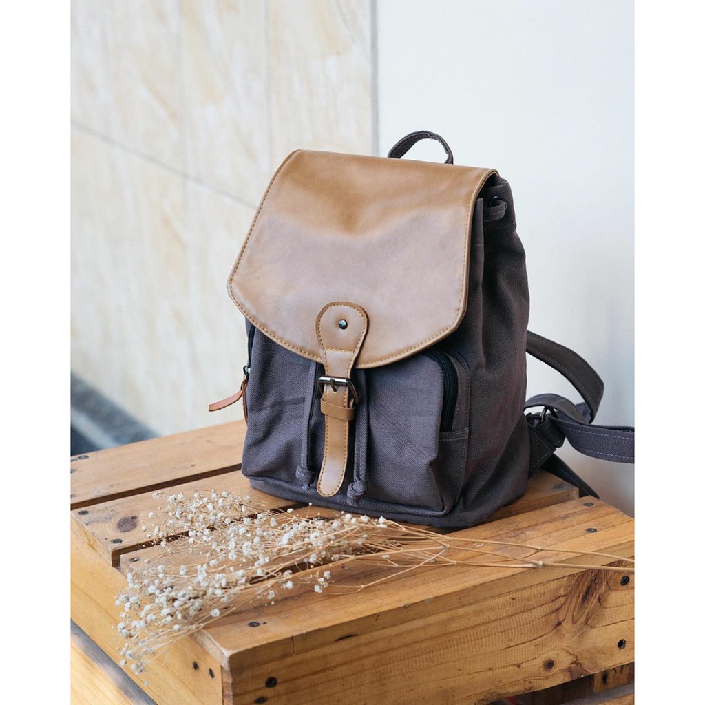 Tas Ransel Korea Kanvas Kulit Heejou Rashty