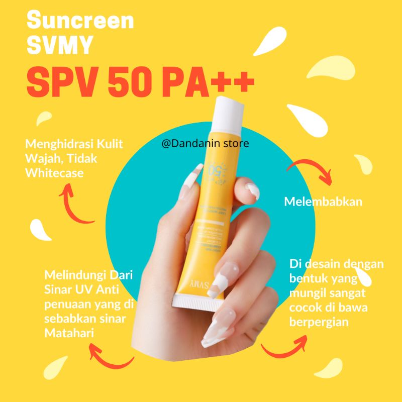 Sunscreen SVMY Spv 50 Suncreen Light Moisture Protection Cream Moisturizer Acne Sun Screen Perawatan Wajah Wanita UV Protect