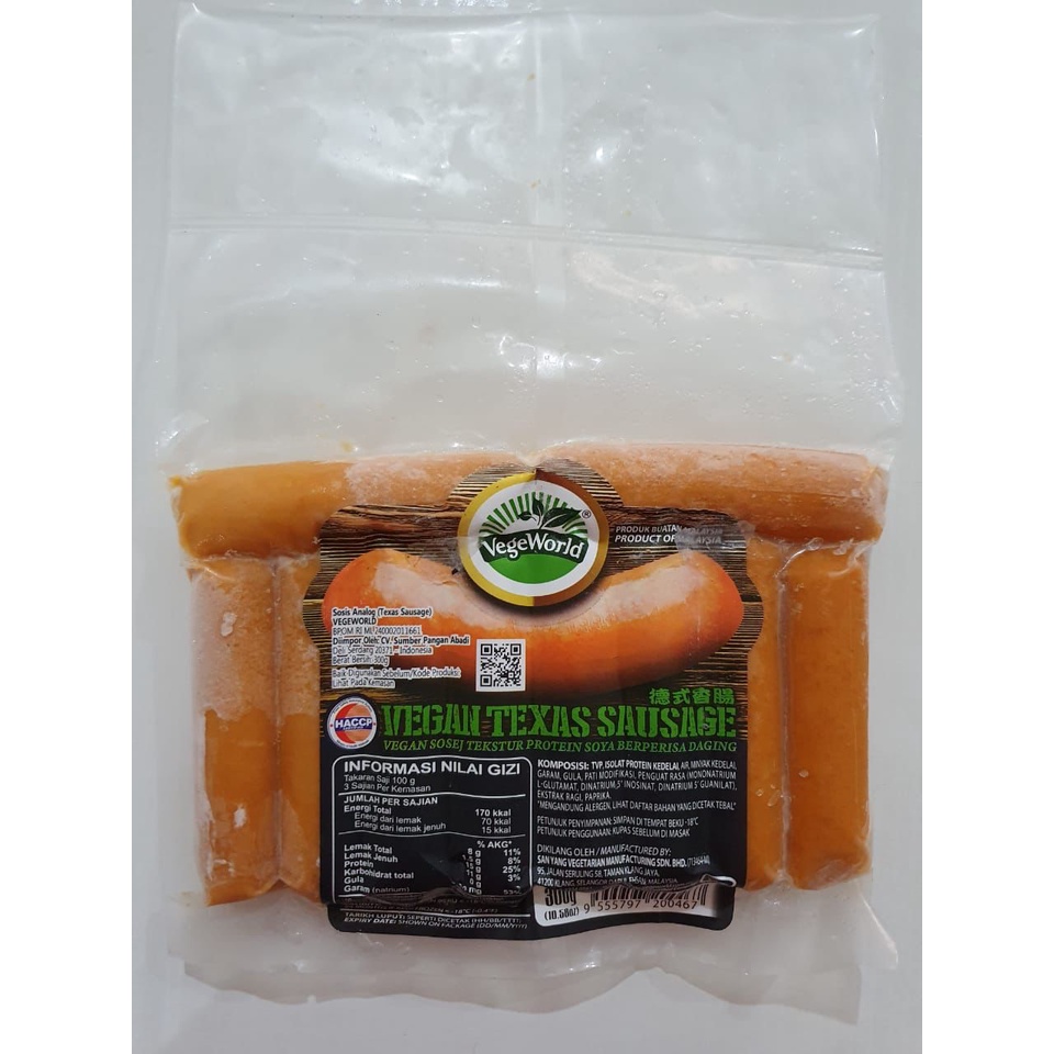 

Sausages Texas Vegan 300 gr VEGEWORLD