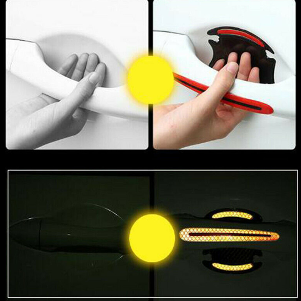 【COD Tangding】8PCS/SET Car Door Handle Bowl Protective Film Reflective Sticker Strips Anti-Scratch