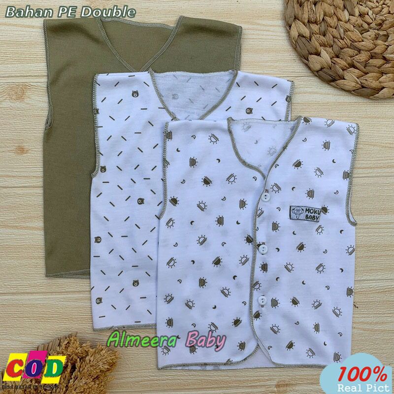 Isi 3 Baju Bayi Baru Lahir Baju Lengan Kutung Singlet Bayi Usia 0-3 Bulan Seri Army Almeera Baby and Kids