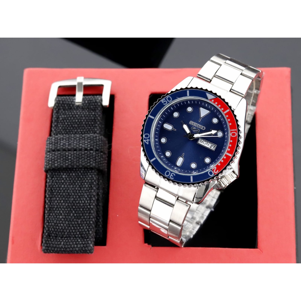 PREMIUM  JAm tangan Pria SEIKO DIVER - Tanggal & hari aktif - Free tali kanvas ( bisa COD ) 7