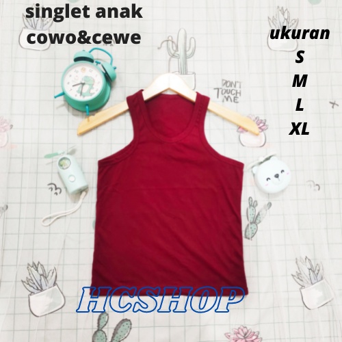 Singlet Polos Anak Unisex Cewek Cowok Ideal Usia 2-16th Singlet Anak Anak Pakaian Anak Unisex