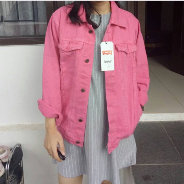  Jaket  jeans  levis oversize medium pink  Shopee Indonesia