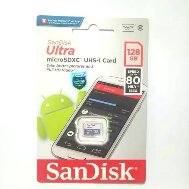 MEMORY CARD MICRO SD SANDISK 128GB 80MB/S MICRO SDXC UHS-1 ORIGINAL GARANSI