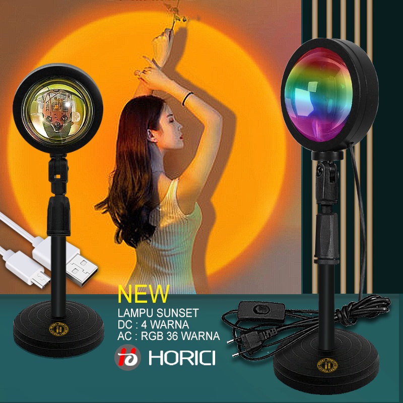 PROMOSI MURAH DC AC RGB 36WARNA SUNSET LAMP LAMPU SUNSET LAMPU FILL PROYEKTOR LAMPU TIDUR LED MOTIF MATAHARI