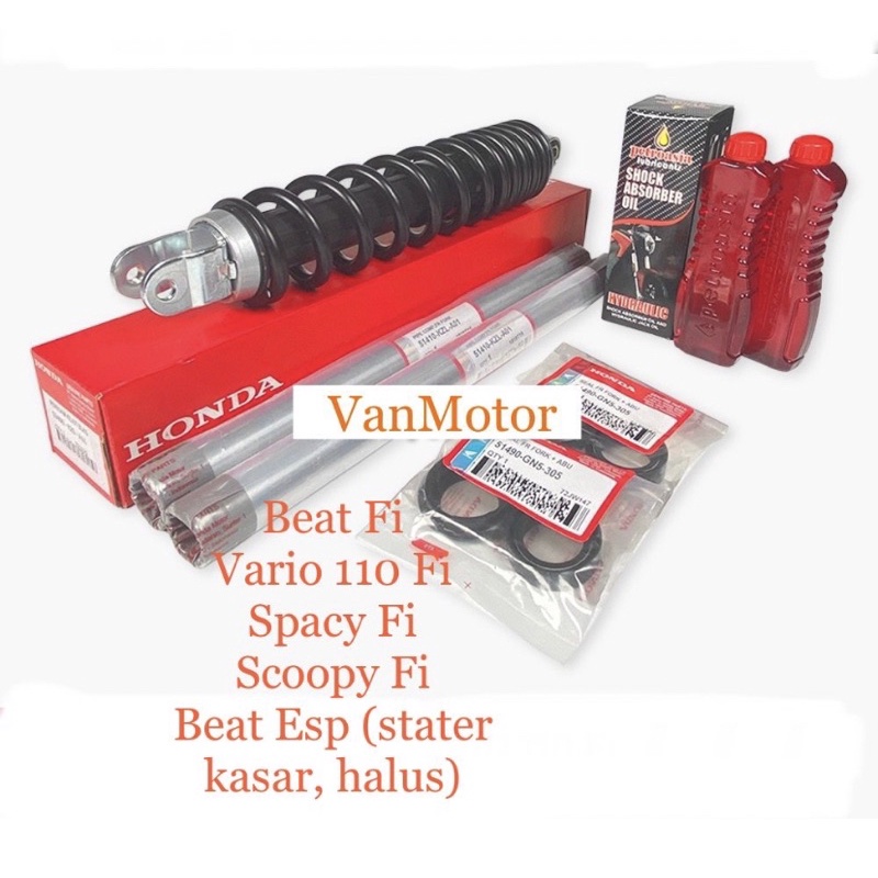 PAKET AS SHOCK BEAT Fi SCOOPY FI VARIO 110 Fi SPACY Fi SET SOK BREAKER HONDA KZL  2pc AS SHOCK 2pc SEAL ABU 2pc SEAL SHOCK 2pc OIL SHOCK 1pc SHOCK BREAKER