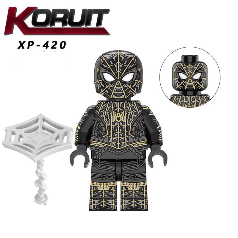 Kt1055 Mainan Edukasi Anak Model Minifigure Seri Spiderman Hitam Emas