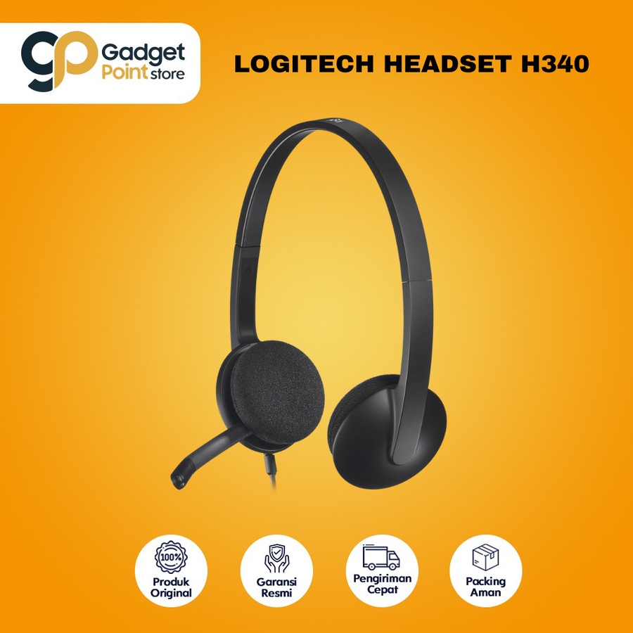 Headset Logitech H340 Stereo Sound with Noise Cancelling Microphone - Garansi Resmi