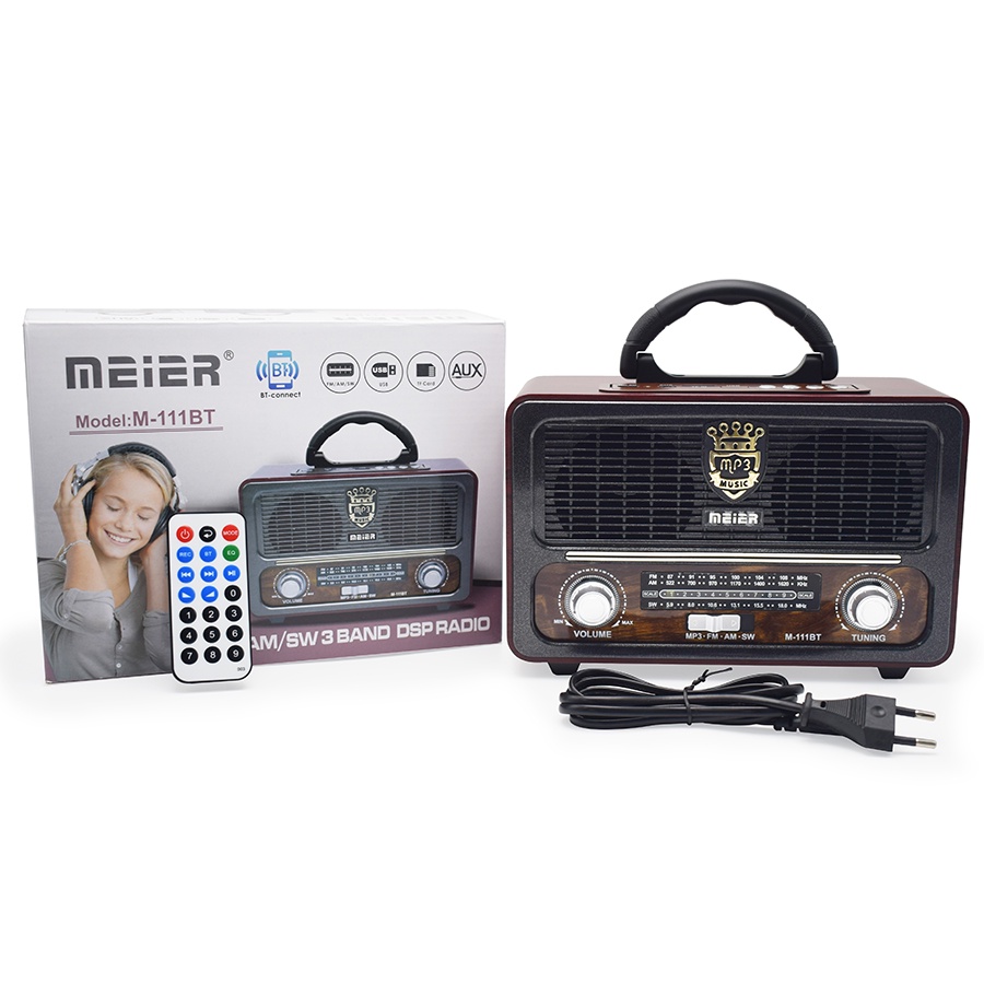 (COD) Radio FM retro portabel canggih nuansa kayu radio bluetooth FM/kartu TF/usb