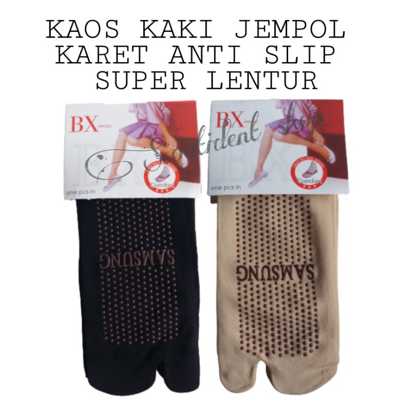 KAOS KAKI JEMPOL KARET ANTI SLIP SUPER LENTUR KHUSUS WARNA KREM DAN HITAM