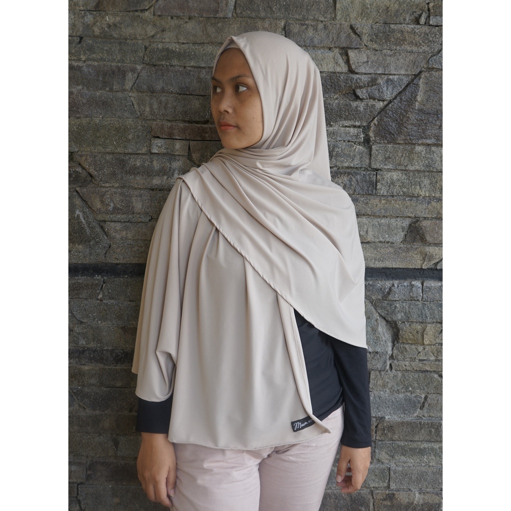 Mum Hijab Jilbab Instan Jersey Hanum 3 in 1 Mumhijab  / Hijab jersey / Pashmina jersey-Vanilla