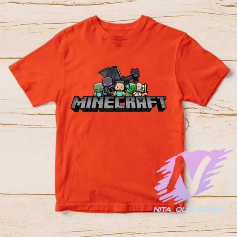 baju minicraft kaos anak Minecraft kaos anak karakter mobile