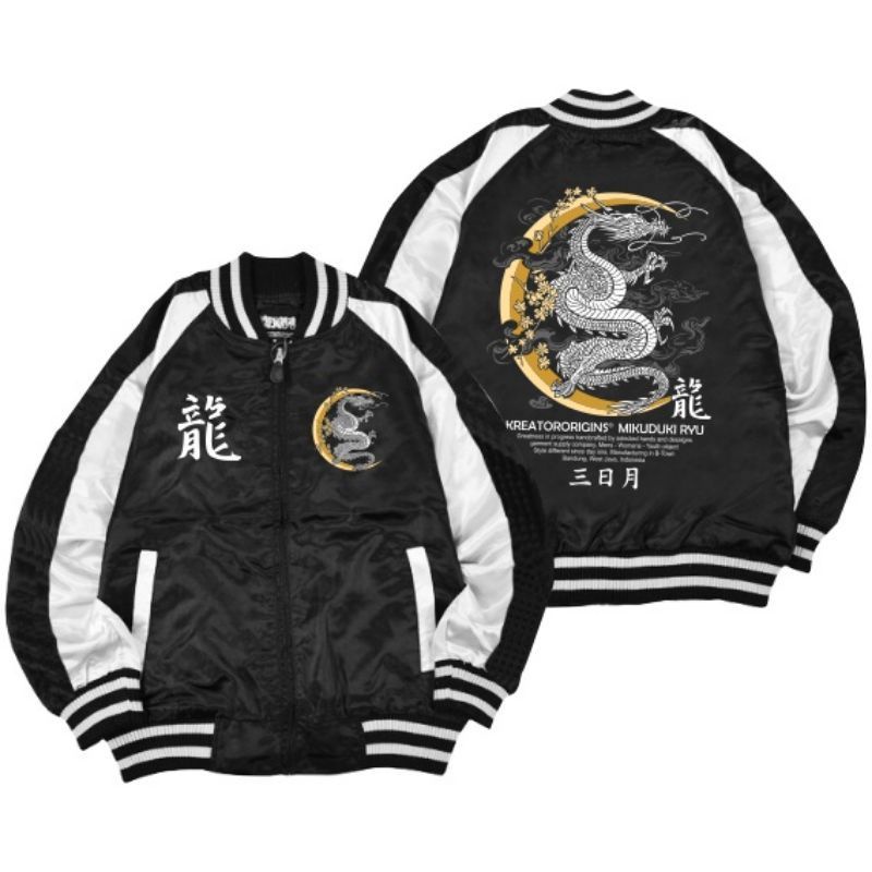 jaket Varsity Bomber sukajan pria mikuduki ryu dragon naga jaket tebal