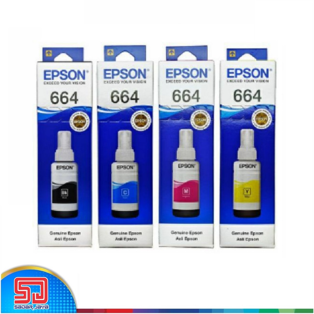 Tinta Printer Epson T664 Original Cyan Magenta Yellow Black