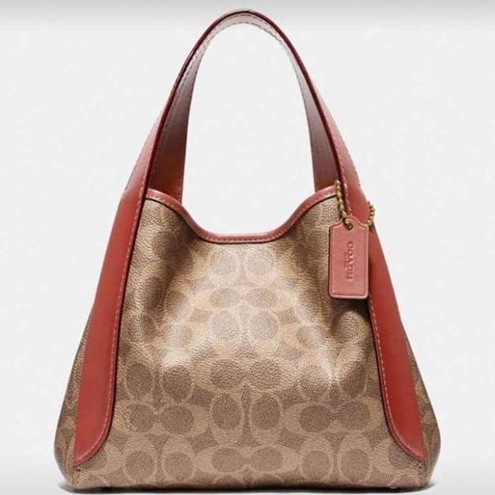 Bag Canvas - Tas Coach Hadley Hobo 21 In Signature Canvas Tan Rust