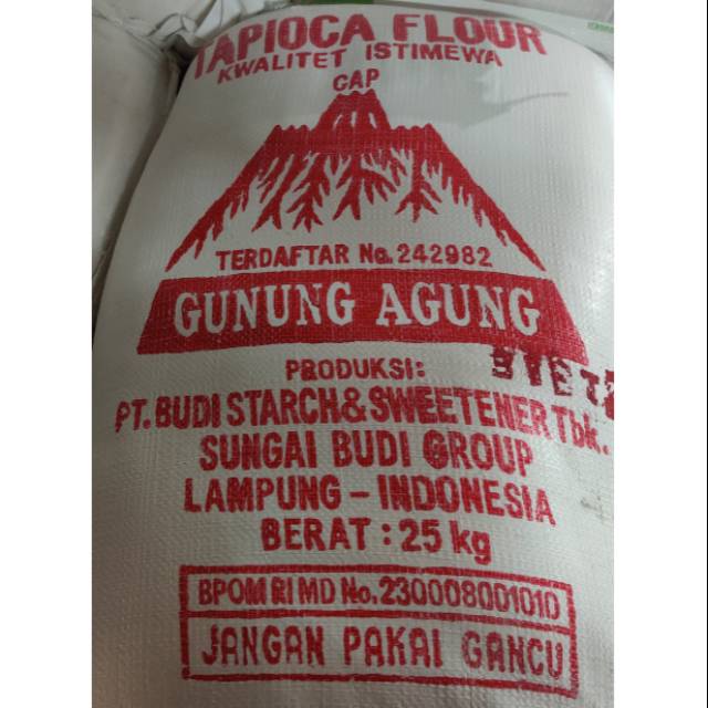 

Tepung Tapioka / Sagu Cap Gunung Agung Sungai Budi 25kg Bal READY