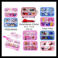 Kotak Makan 3 Sekat Lunchbox Anak Karakter BPA FREE 500 ML