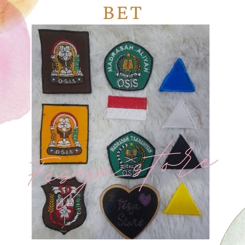 Bet Bordir Sekolah / Bat Bendera Merah Putih / Bet Sekolah SD, SMP, SMA / Bet Paskibra/ Segitiga