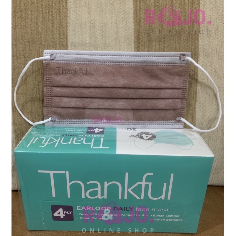 Masker Thankful Earloop 4ply daily mask isi 30 pcs