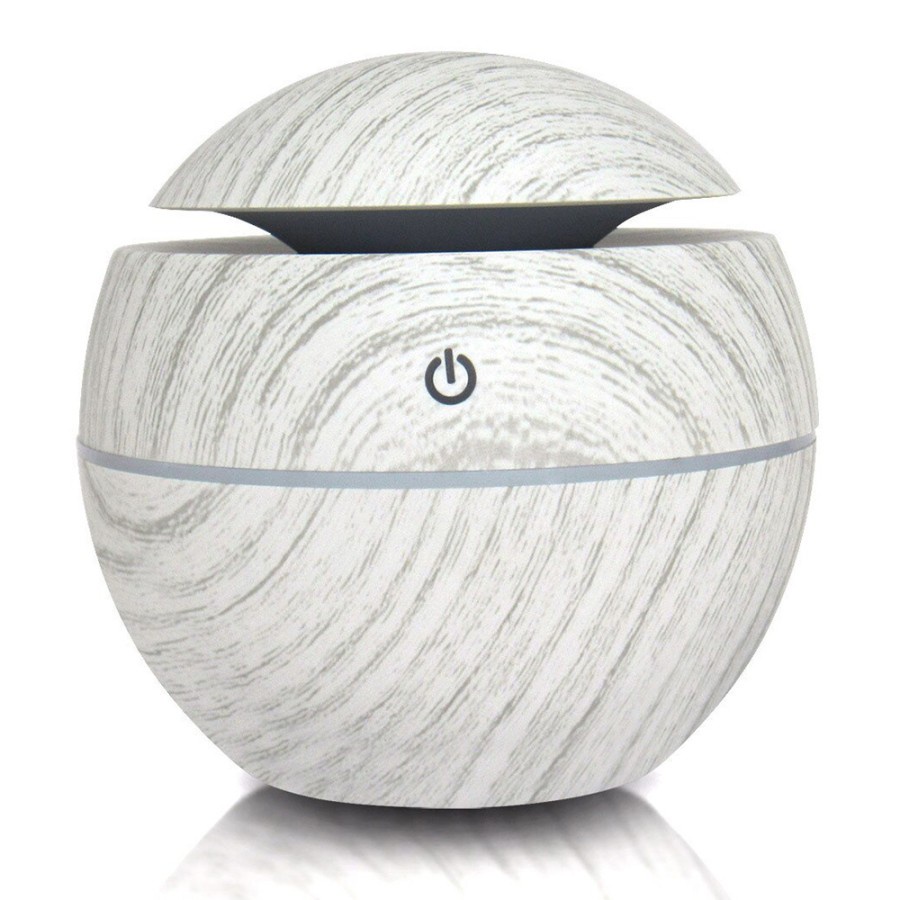 Weiou Ultrasonic Humidifier Aroma Essential Oil Diffuser Wood Design 130ml - J-006E - White