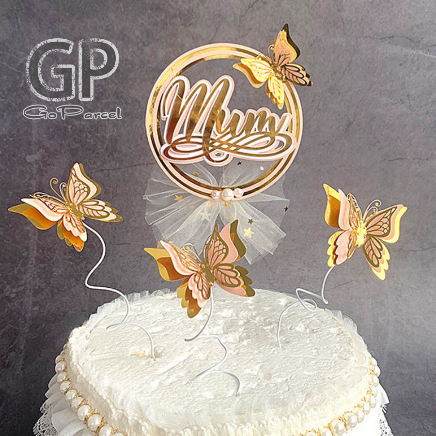 ( Set  3 Pcs ) TOPPER CAKE BUTTERFLY / TOPER KUE KUPU - KUPU / HAPPY BIRTHDAY CAKE / HIASAN KARANGAN BUKET BUNGA FLORIST BOUQUET FLOWER