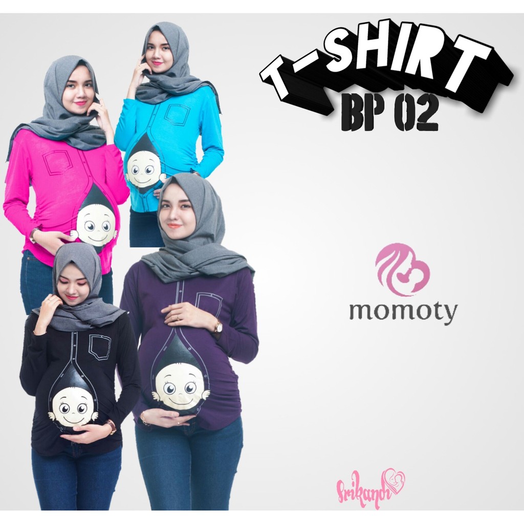 Produk atasan kaos Ibu hamil motif bayi ngintip unik original momoty 100% ORIGINAL