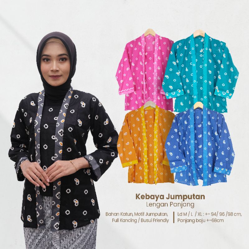 Kebaya Kutubaru Wanita motif Jumputan Lengan Panjang